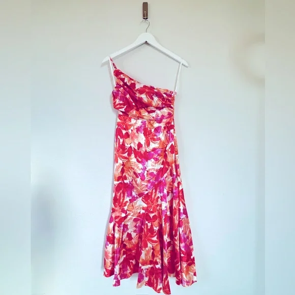 Billy J Dresses | Billy J Hayley Midi Dress Pink and Coral Floral Pattern Size 6 (XS) | Color: Orange/Pink | Size: Xs | Kristencroft's Closet